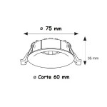 Foco fijo empotrar SPA01 75mm, para Lámpara GU10/MR16